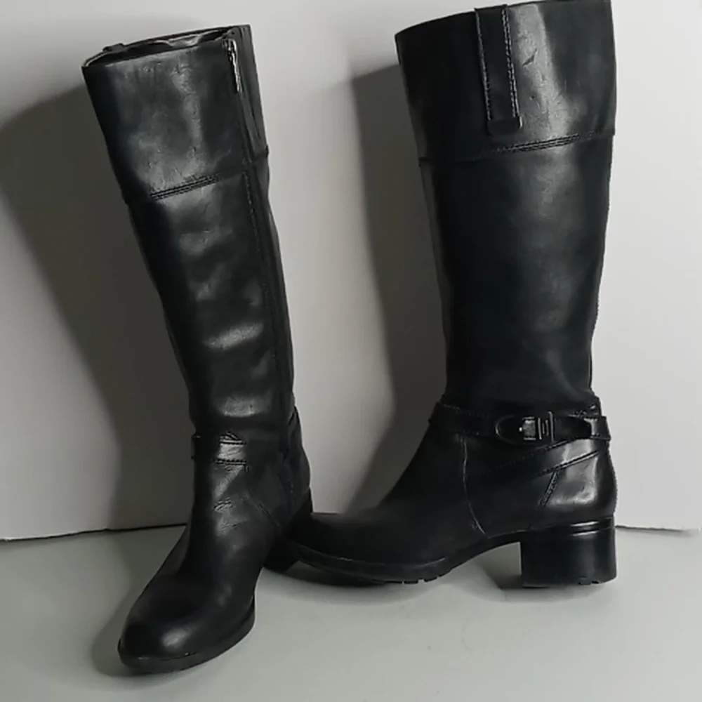 Bandolino+ BD - BAYA - Tall Leather Boots w/Buckle Detail- Black - size 6M